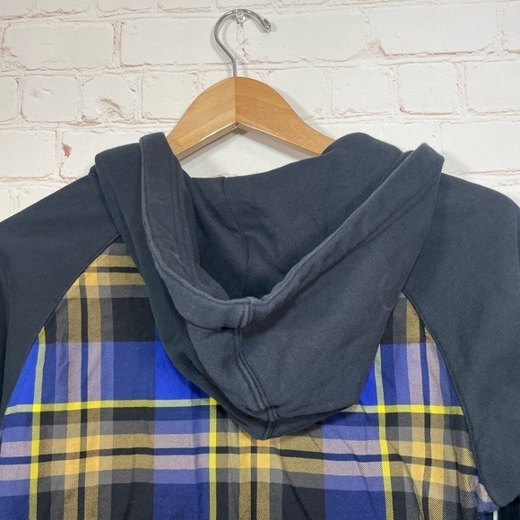 Nike Sportswear Hoodie Womens Medium Black Plaid 1/4 Zip Long Sleeve Pockets - Picture 8 of 14